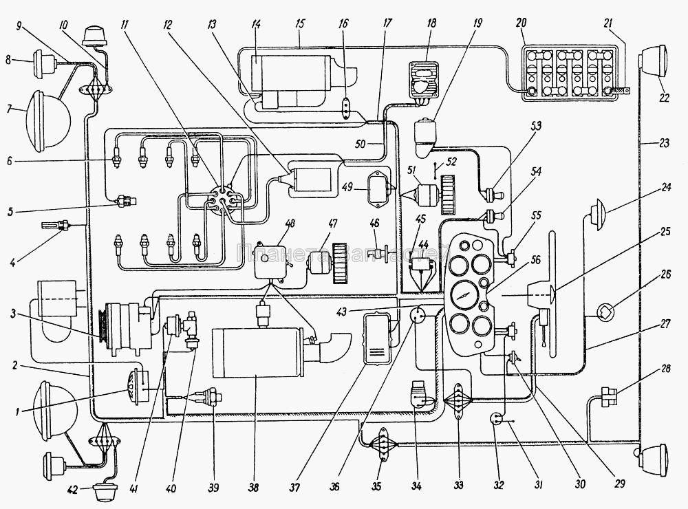 Схема проводки газ 66