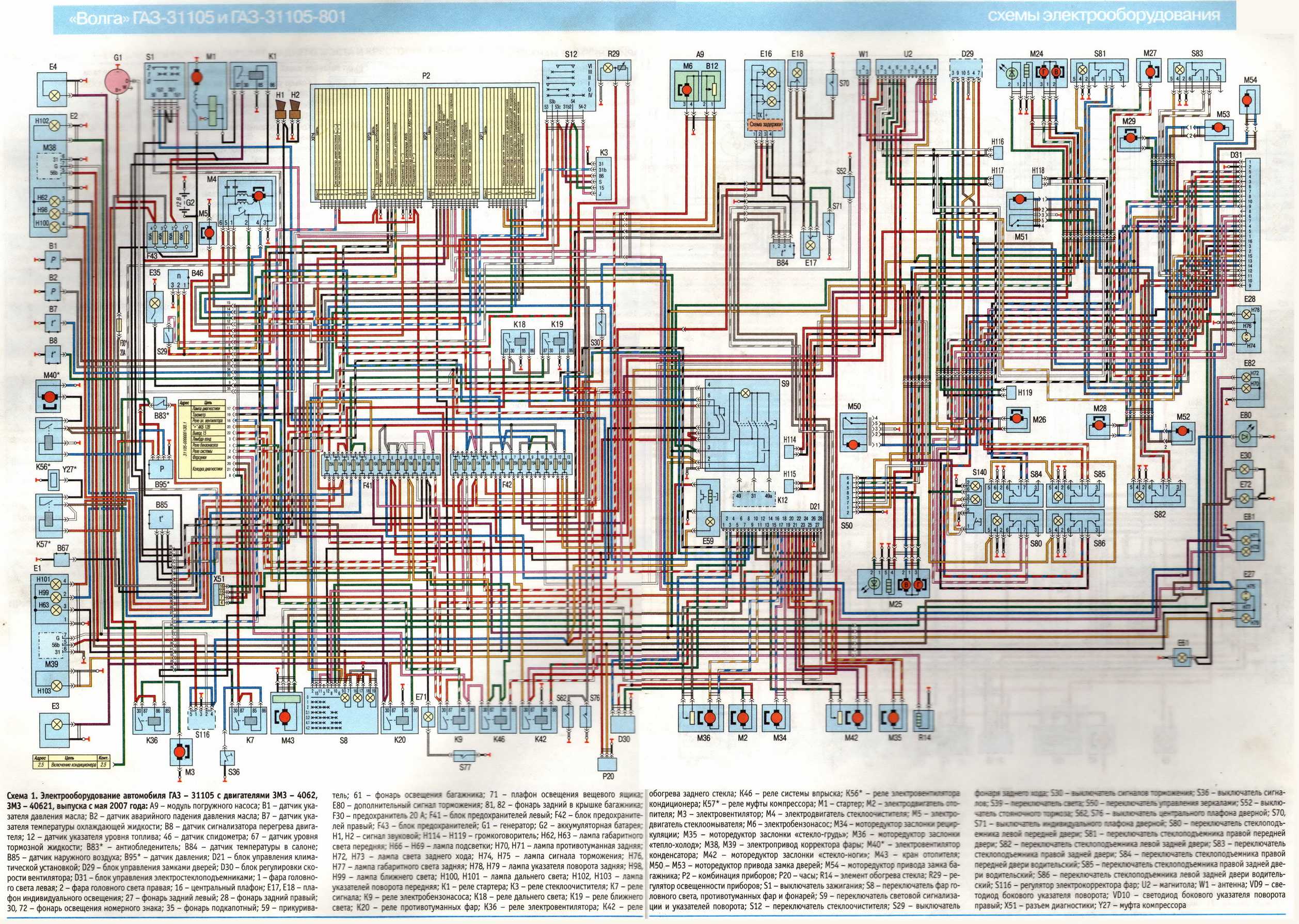 Ремонт газ 3110 (волга) : схема электрооборудования автомобиля газ-3110 с двигателем змз-4062