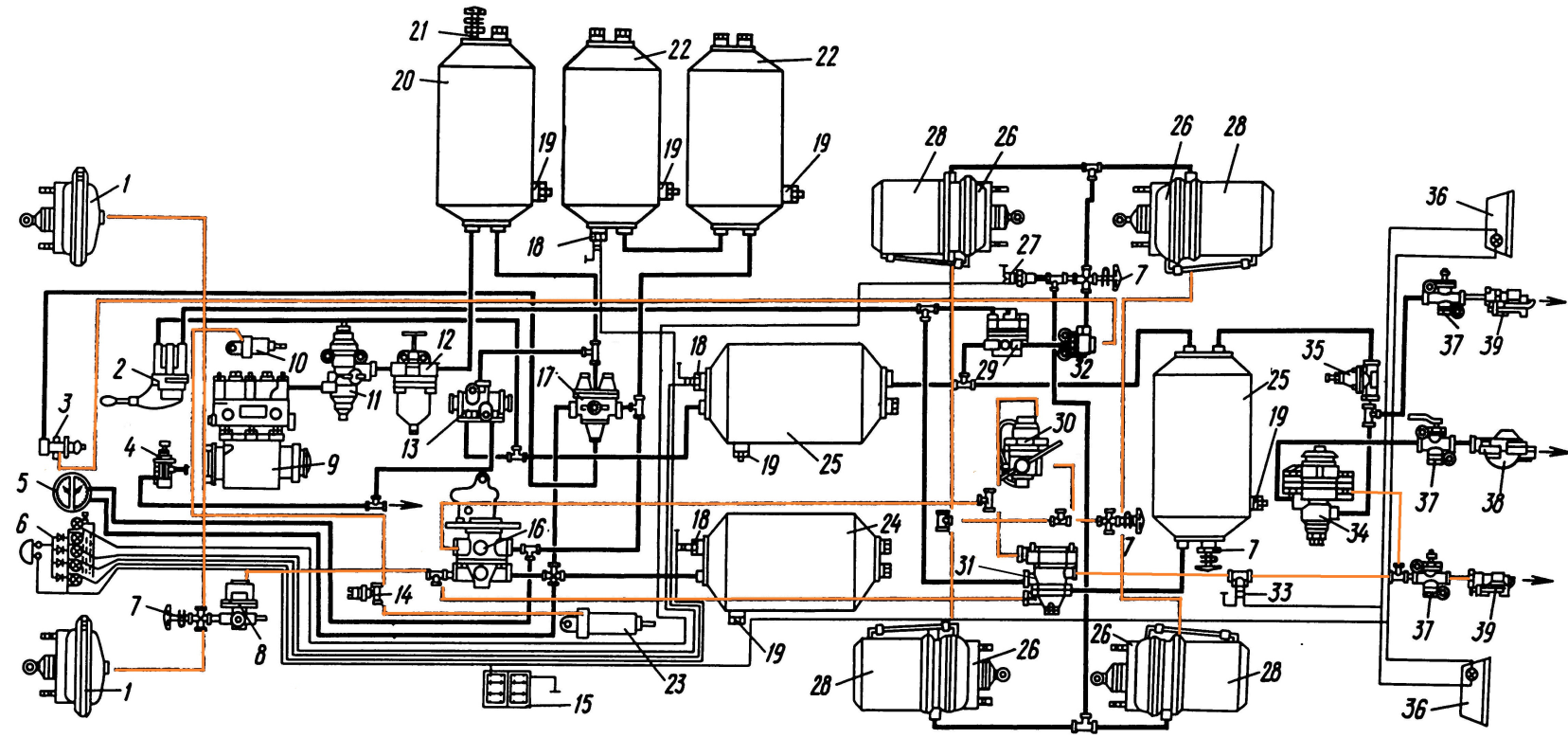Тормозной кран камаз: схема подключения, ремонт, регулировка, как заменить