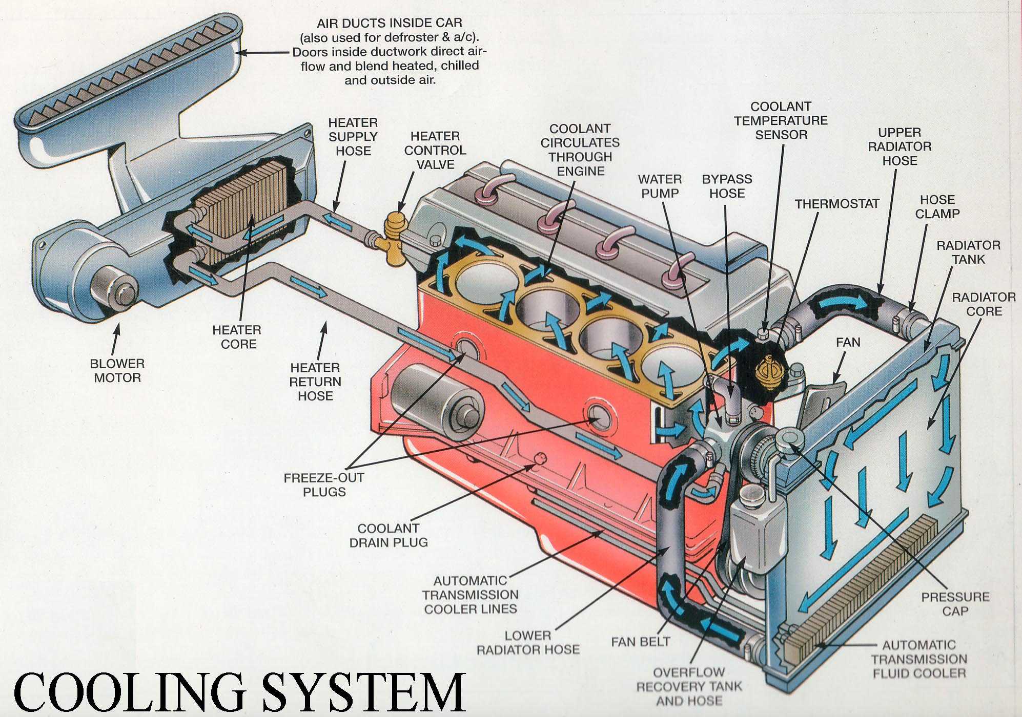 Малый и большой круг системы охлаждения двигателя