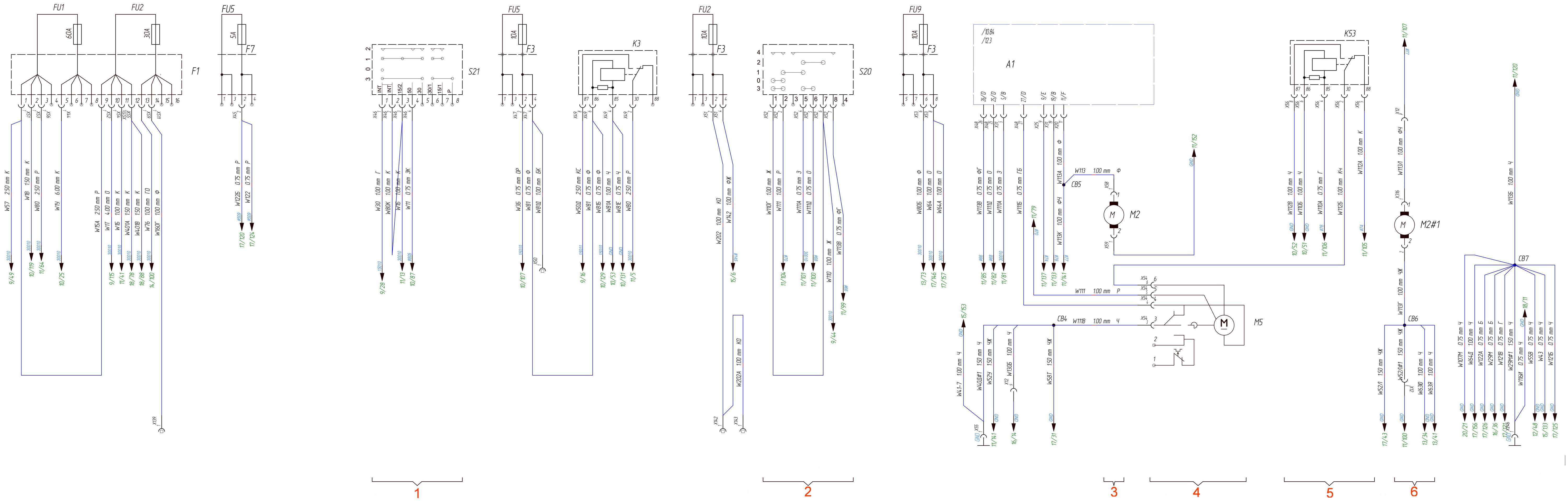 Цветная схема электрооборудования камаз-65115, 6520, 5510 и 5511 с описанием